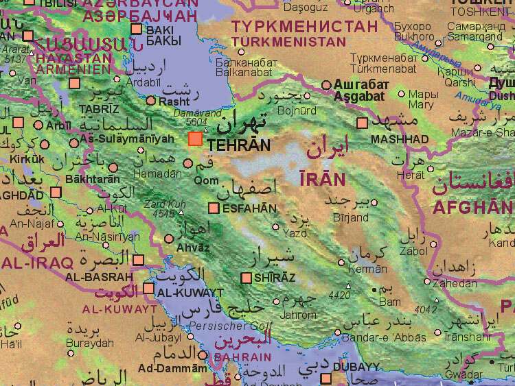 map of iranian plateau. Map of Iran, city Esfahan